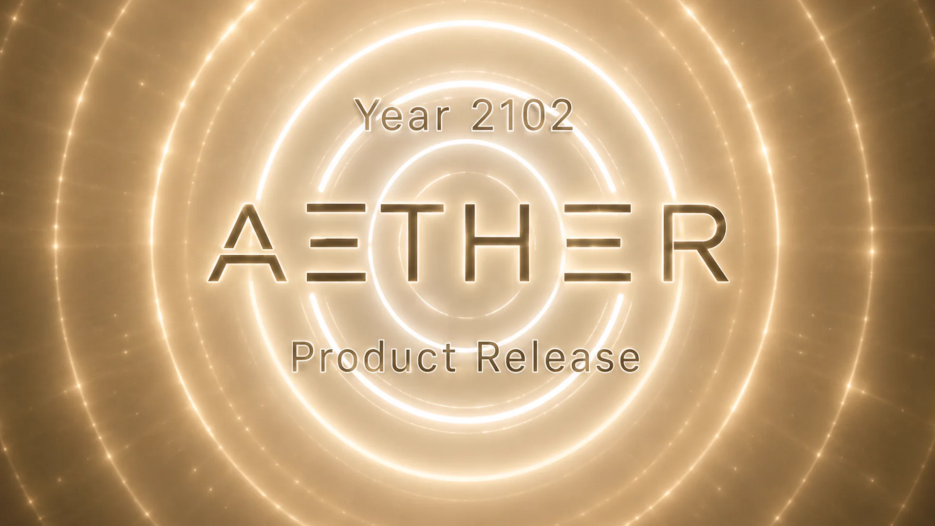 Gyllene titelbild för produktlanseringen av Aether 2.0